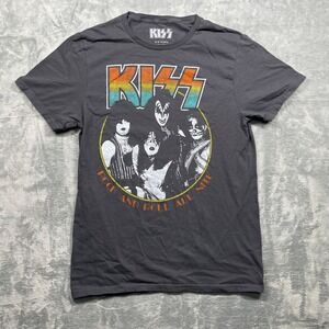 KISS Rock and Roll All Nite Graphic T Shirt Men's Gray Band Tee Medium